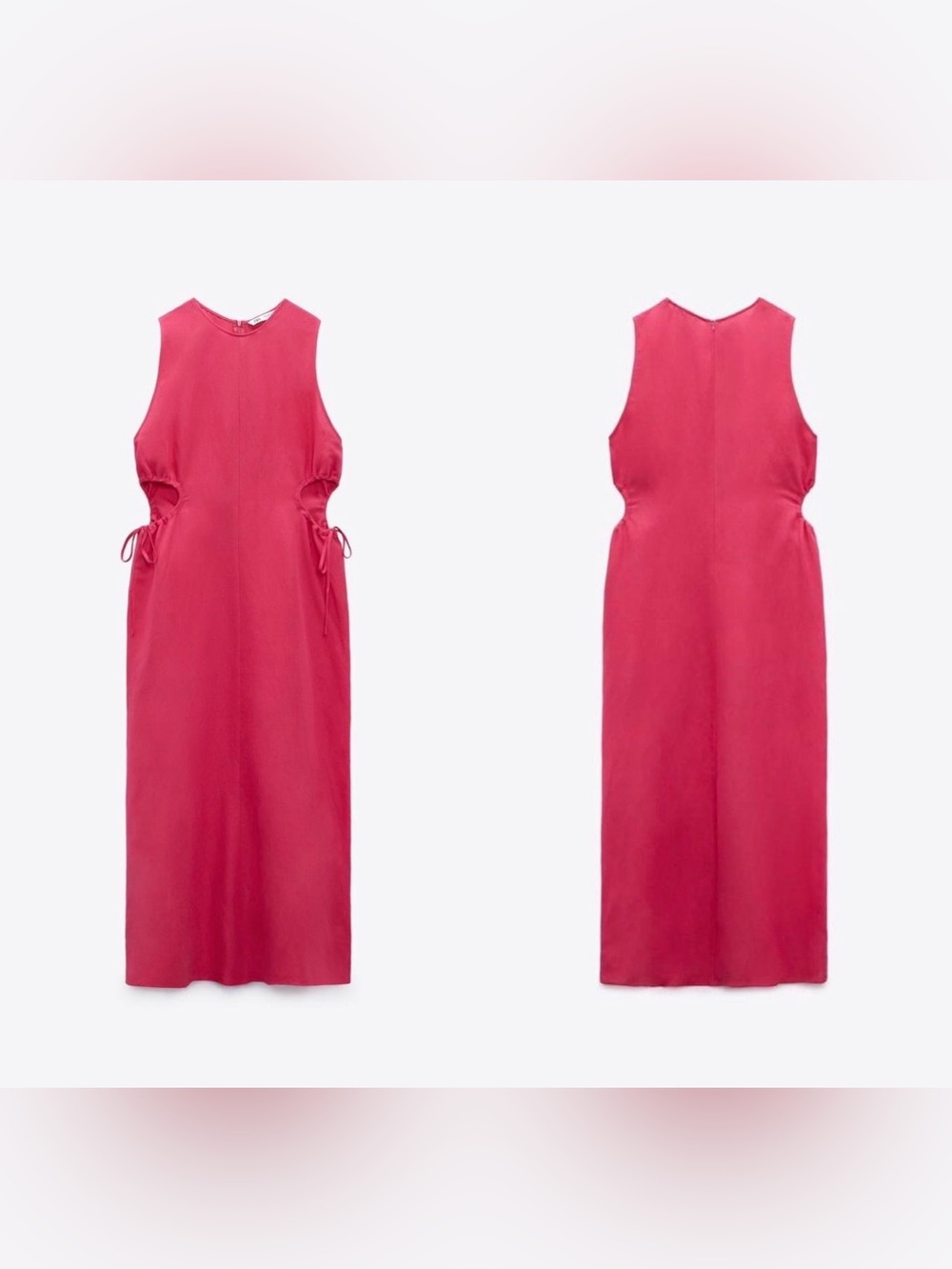 Zara cut out linen midi dress size XS